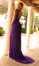 Primavera Couture - 3764 Bold Style Low V Neckline Dazzling Silhouette Evening Gown