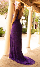 Primavera Couture - 3764 Bold Style Low V Neckline Dazzling Silhouette Evening Gown - view 10