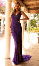 Primavera Couture - 3764 Bold Style Low V Neckline Dazzling Silhouette Evening Gown - view 11