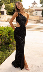 Primavera Couture - 3766 Asymmetrical One Sleeve Gown - designer prom dress at Silhouette Dresses