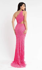 Primavera Couture - 3766 Asymmetrical One Sleeve Gown - back view