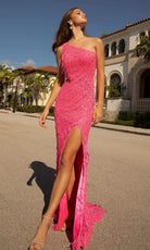 Primavera Couture - 3766 Asymmetrical One Sleeve Gown - view 8