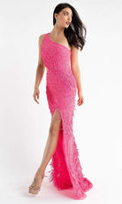 Primavera Couture - 3766 Asymmetrical One Sleeve Gown - detail view
