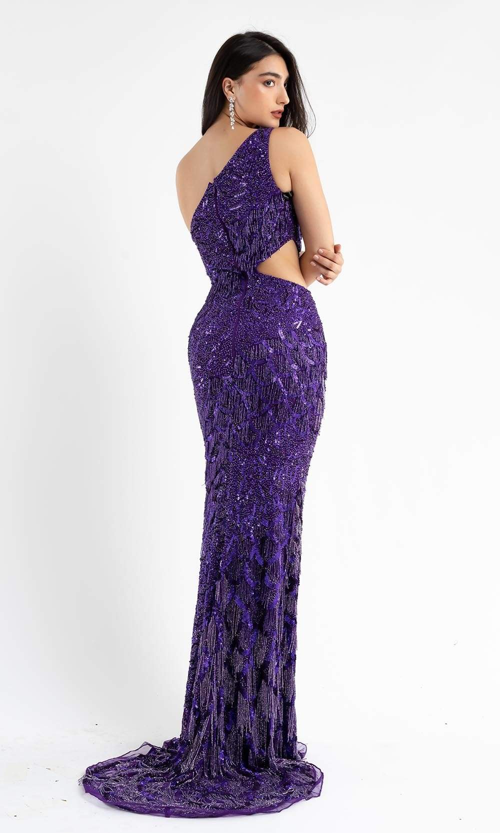 Primavera Couture - 3766 Asymmetrical One Sleeve Gown - view 14