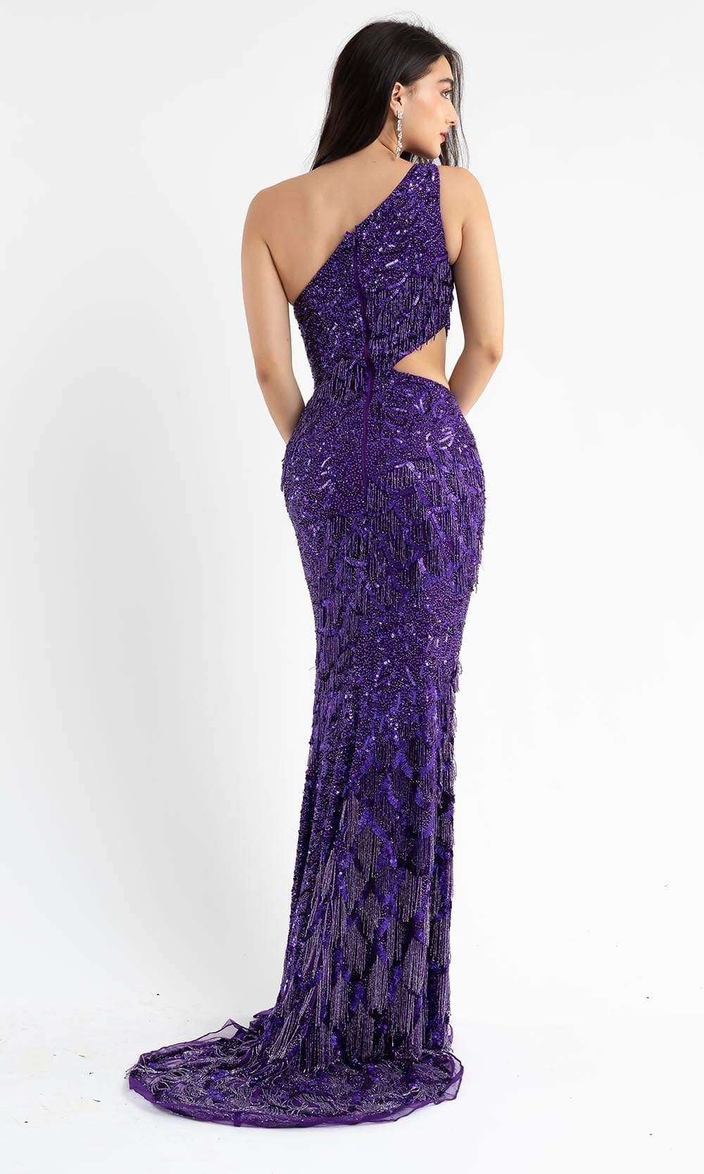 Primavera Couture - 3766 Asymmetrical One Sleeve Gown - view 15
