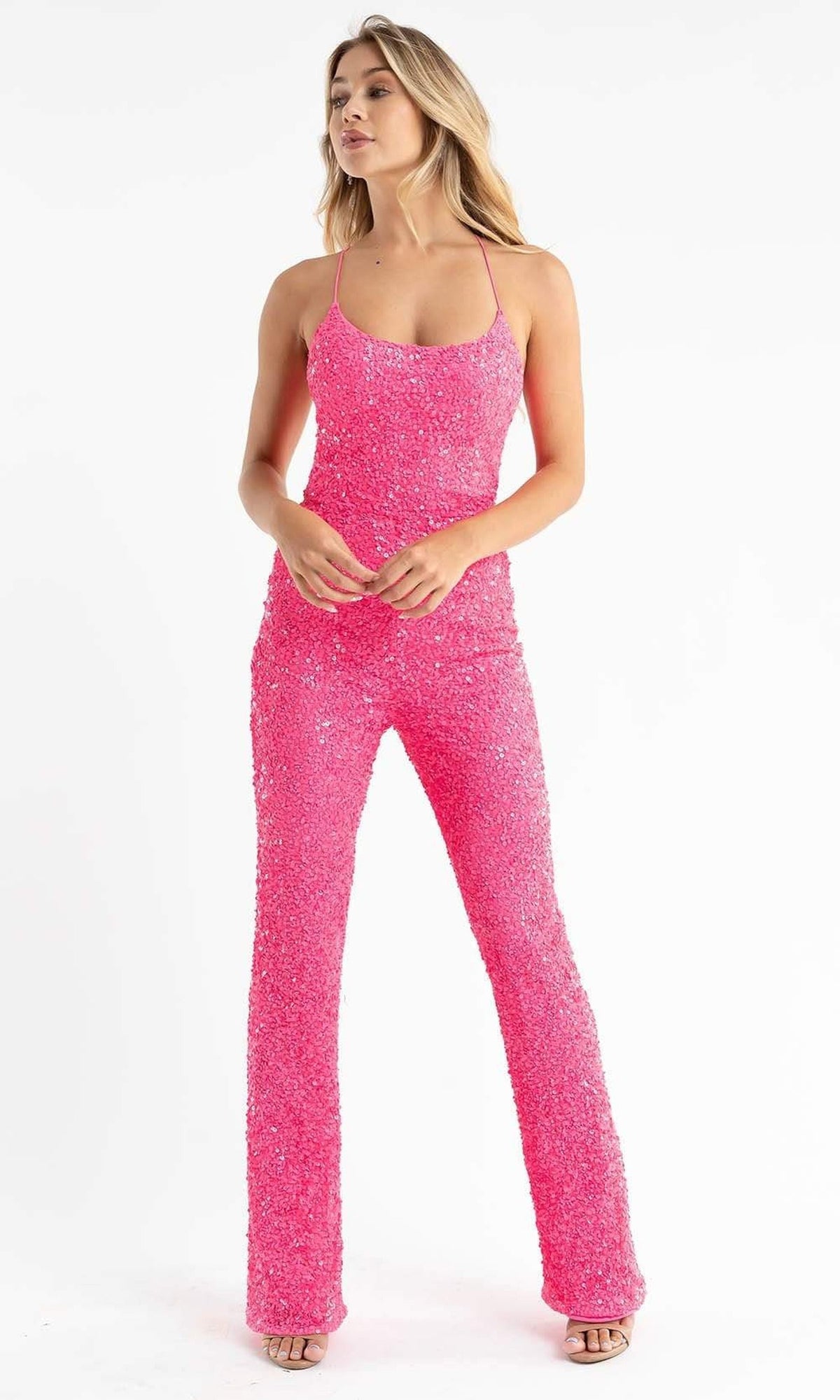 Primavera Couture - 3774 Sequin Scoop Neckline Jumpsuit