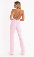 Primavera Couture - 3774 Sequin Scoop Neckline Jumpsuit