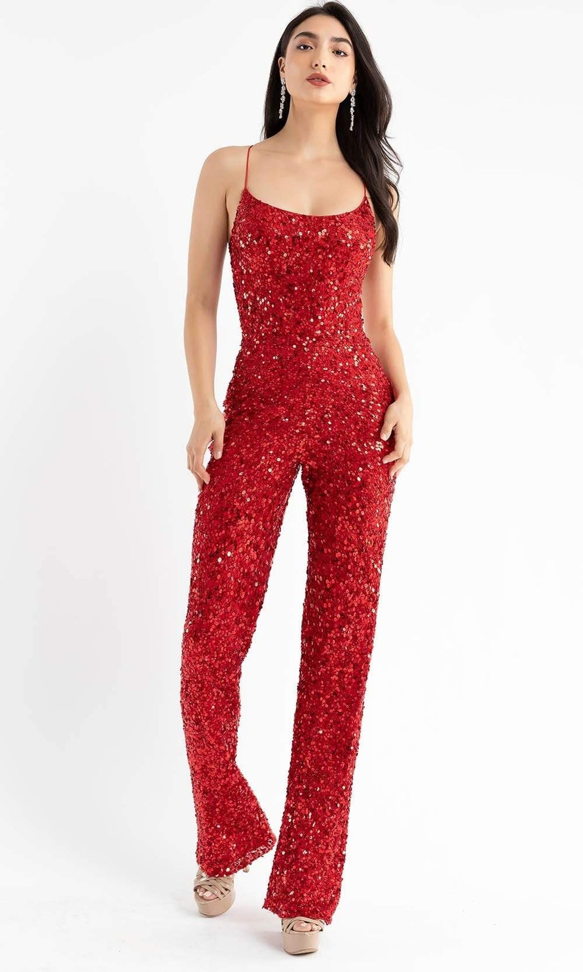 Primavera Couture - 3774 Sequin Scoop Neckline Jumpsuit