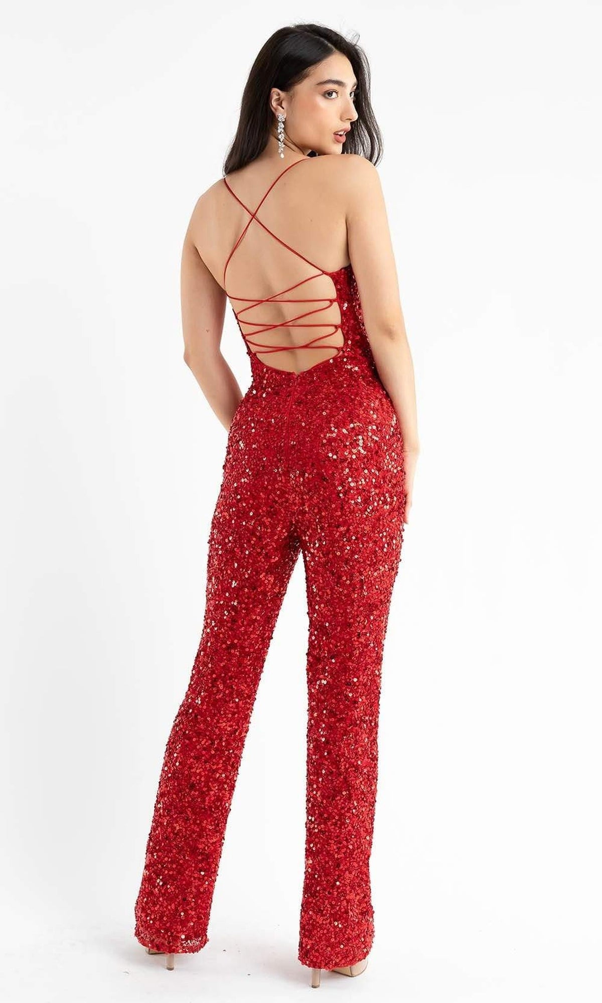 Primavera Couture - 3774 Sequin Scoop Neckline Jumpsuit