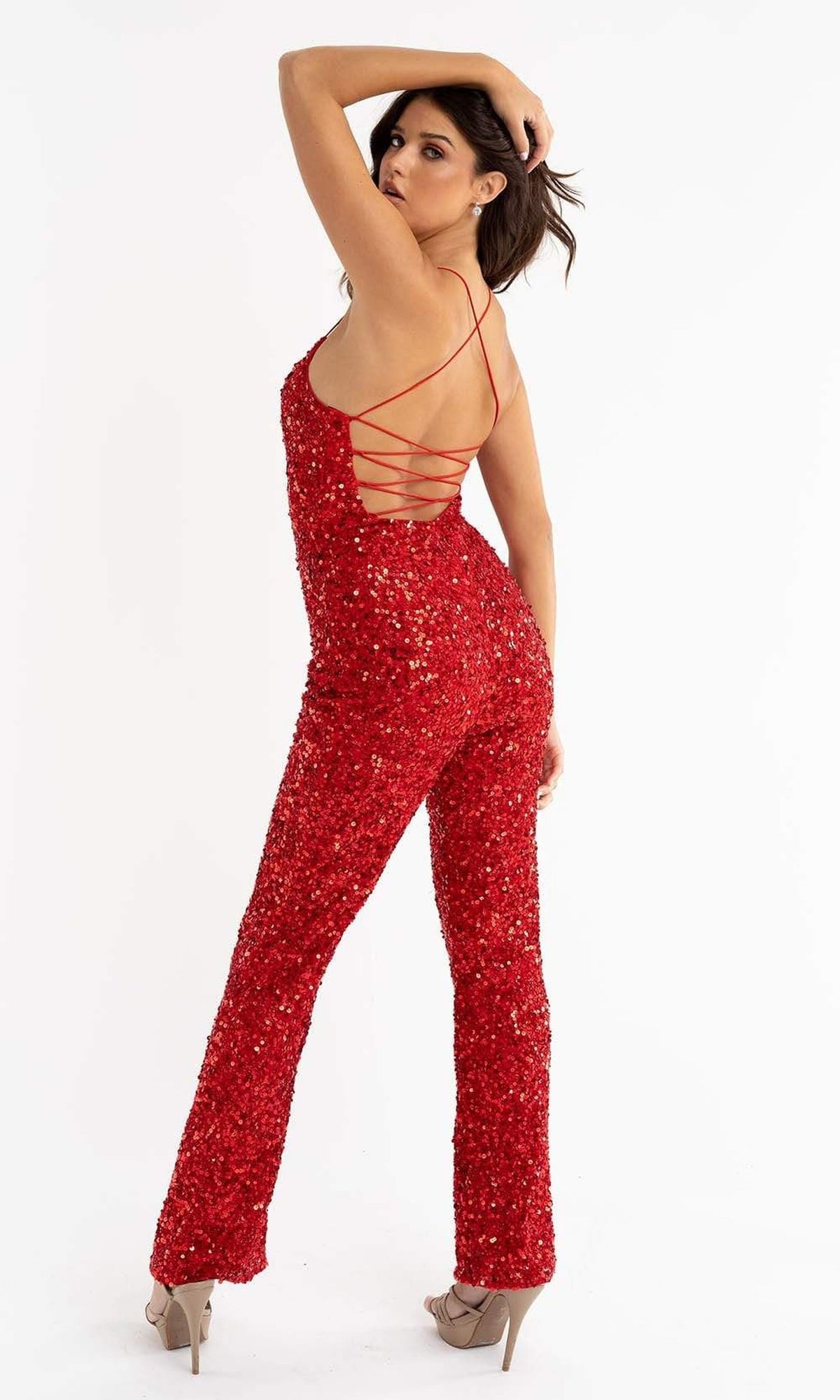 Primavera Couture - 3774 Sequin Scoop Neckline Jumpsuit