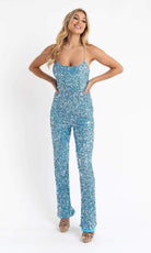 Primavera Couture - 3774 Sequin Scoop Neckline Jumpsuit