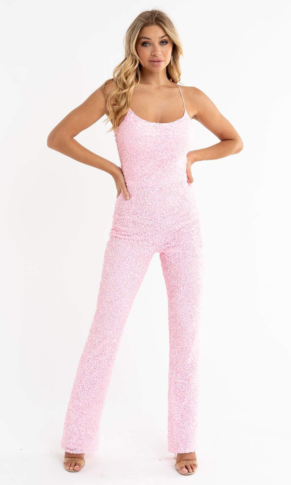 Primavera Couture - 3774 Sequin Scoop Neckline Jumpsuit - view 12