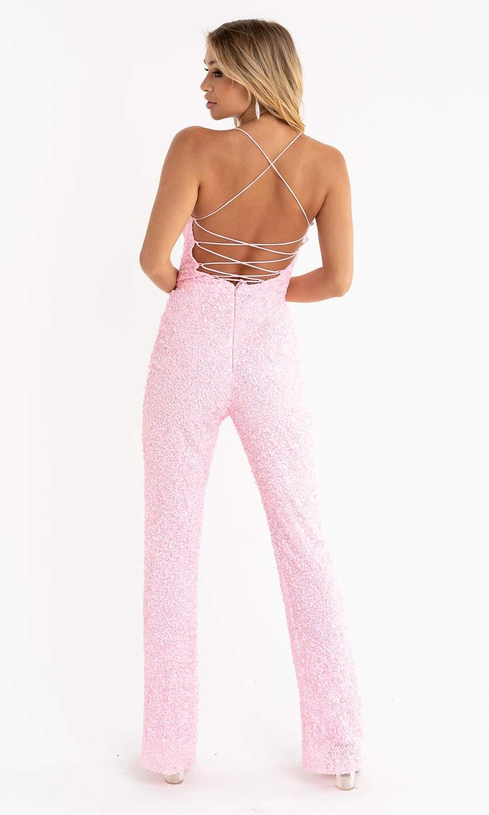Primavera Couture - 3774 Sequin Scoop Neckline Jumpsuit - view 14