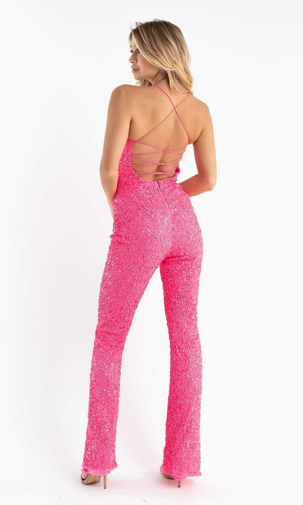 Primavera Couture - 3774 Sequin Scoop Neckline Jumpsuit - view 8