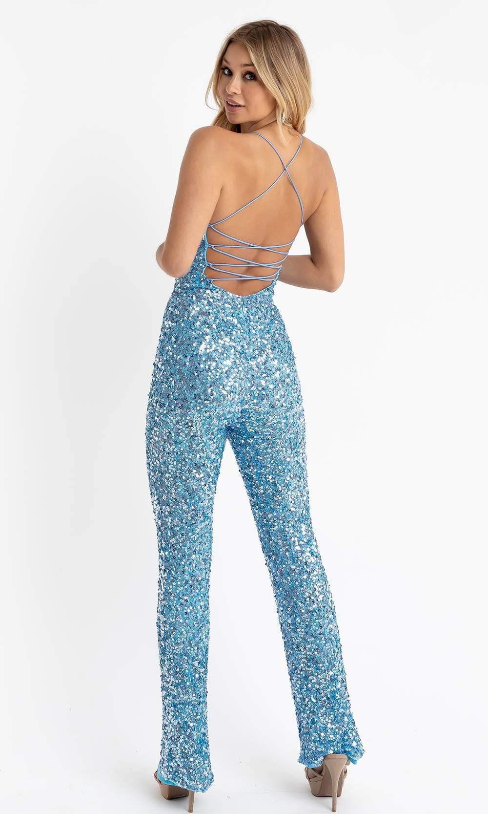 Primavera Couture - 3774 Sequin Scoop Neckline Jumpsuit - detail view