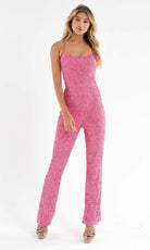 Primavera Couture - 3774 Sequin Scoop Neckline Jumpsuit - view 9