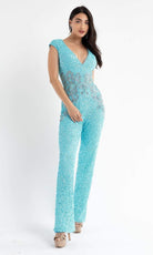 Primavera Couture - 3775 Cap Sleeve Sequin Jumpsuit