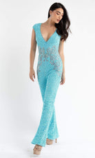 Primavera Couture - 3775 Cap Sleeve Sequin Jumpsuit