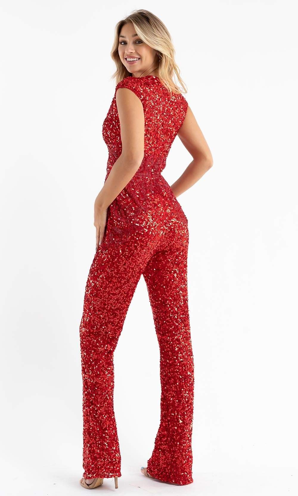 Primavera Couture - 3775 Cap Sleeve Sequin Jumpsuit - view 5