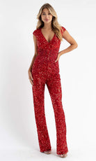 Primavera Couture - 3775 Cap Sleeve Sequin Jumpsuit - view 7