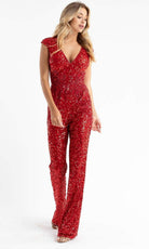 Primavera Couture - 3775 Cap Sleeve Sequin Jumpsuit - view 6