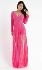 Primavera Couture - 3777 V-Neck Long Sleeve Romper