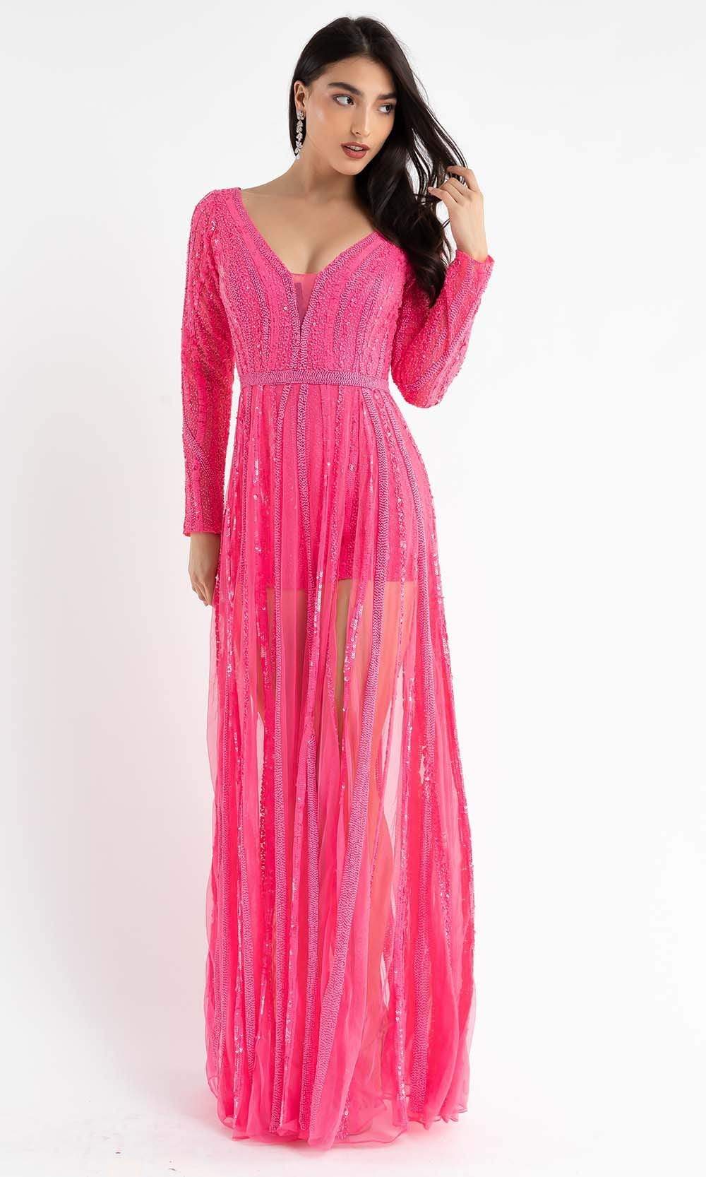 Primavera Couture - 3777 V-Neck Long Sleeve Romper - view 12
