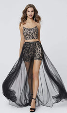 Primavera Couture - 3778 Two Piece Jaguar Designed Overlay Tulle Evening Dress - designer prom dress at Silhouette Dresses