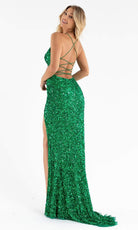 Primavera Couture - 3791 V-Neck Sequin Lace Up Dress - back view
