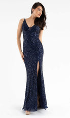Primavera Couture - 3792 Sleeveless Sequin High Slit Dress