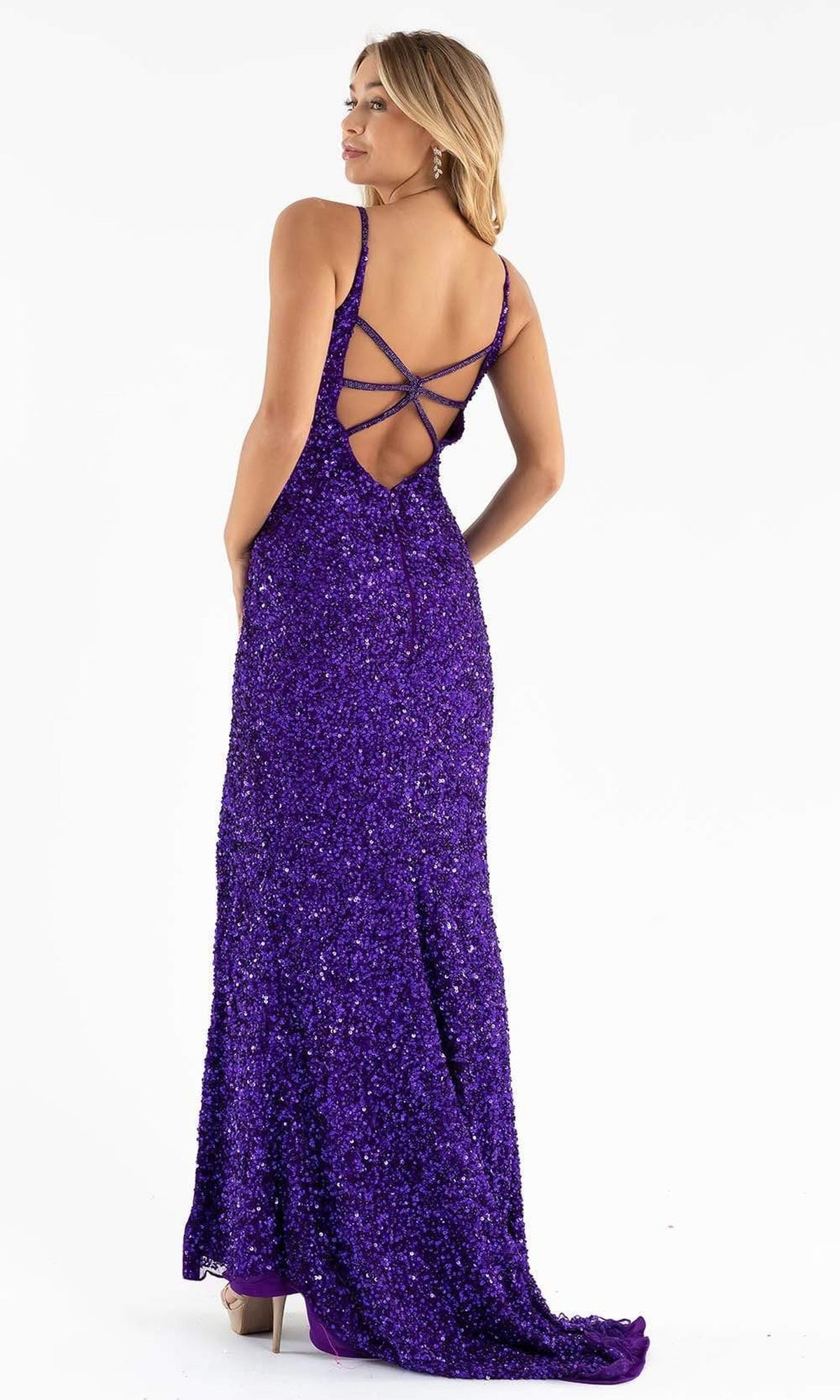 Primavera Couture - 3792 Sleeveless Sequin High Slit Dress