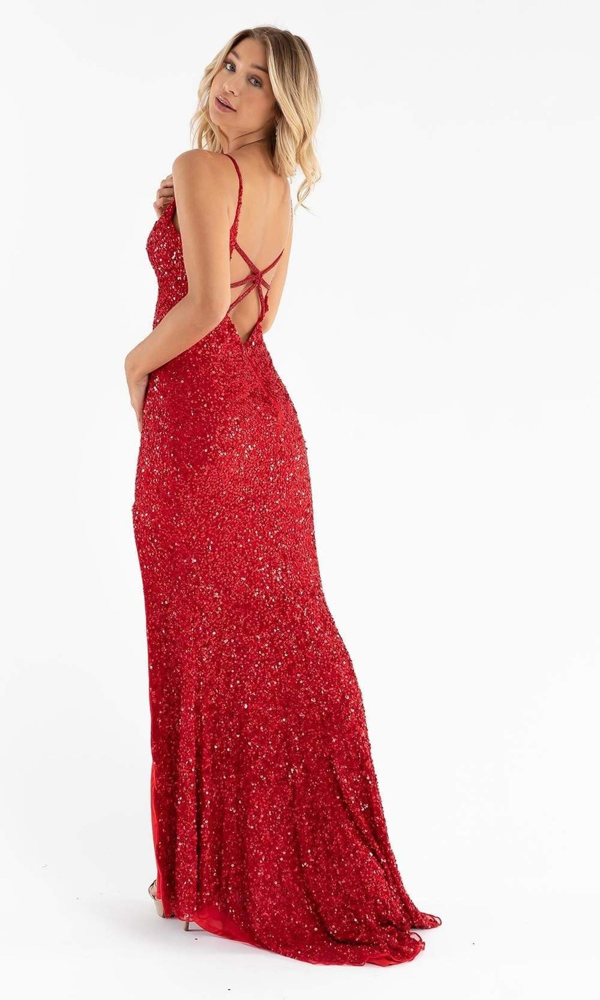 Primavera Couture - 3792 Sleeveless Sequin High Slit Dress