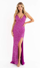 Primavera Couture - 3792 Sleeveless Sequin High Slit Dress - view 7