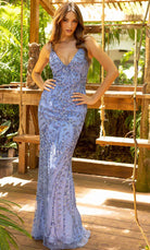 Primavera Couture 3793 - Deep V-Neck Sheath Evening Gown - view 4