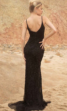 Primavera Couture 3793 - Deep V-Neck Sheath Evening Gown - detail view