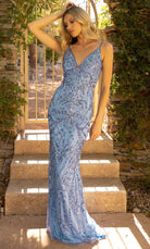 Primavera Couture 3793 - Deep V-Neck Sheath Evening Gown - view 6