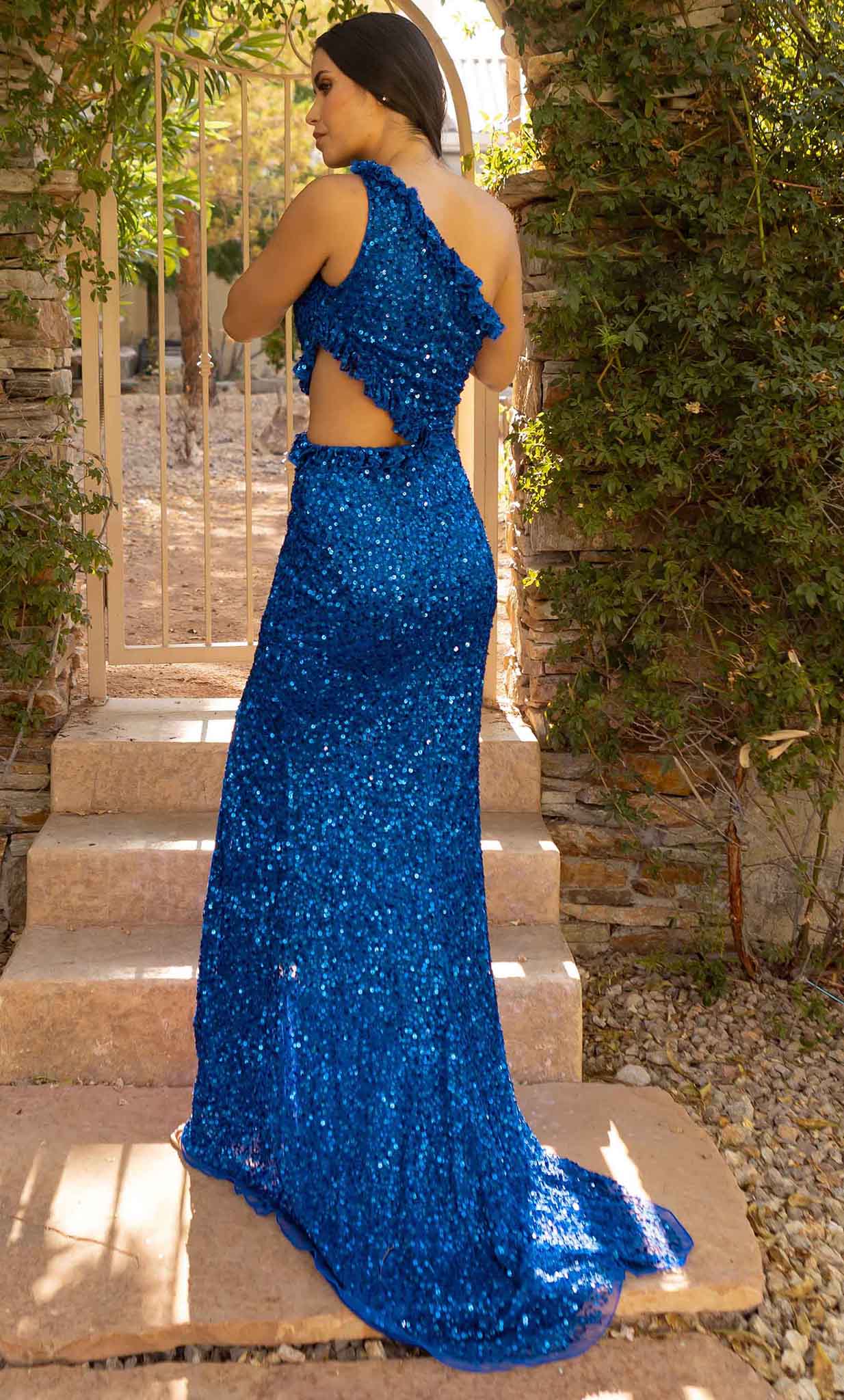 Primavera Couture 3798 - Ruffled Asymmetric Evening Gown - view 12