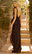 Primavera Couture 3799 - V-Neck Ruffled Sequin Evening Gown