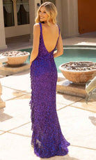 Primavera Couture 3799 - V-Neck Ruffled Sequin Evening Gown