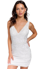 Primavera Couture 3804 - Floral Beaded Cocktail Dress - designer homecoming dress at Silhouette Dresses