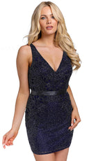 Primavera Couture 3804 - Floral Beaded Cocktail Dress - back view
