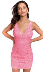 Primavera Couture 3806 - Sequined Backless Cocktail Dress