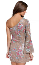 Primavera Couture 3810 - One Bell Sleeve Asymmetrical Short Dress