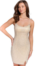 Primavera Couture 3814 - Bedazzled Scoop Neck Cocktail Dress