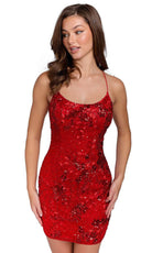 Primavera Couture 3816 - Scoop Neck Leaf Motif Cocktail Dress