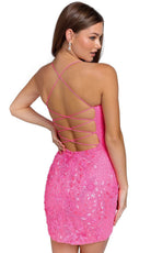 Primavera Couture 3816 - Scoop Neck Leaf Motif Cocktail Dress