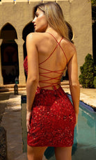 Primavera Couture 3816 - Scoop Neck Leaf Motif Cocktail Dress