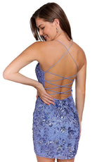 Primavera Couture 3816 - Scoop Neck Leaf Motif Cocktail Dress - view 7