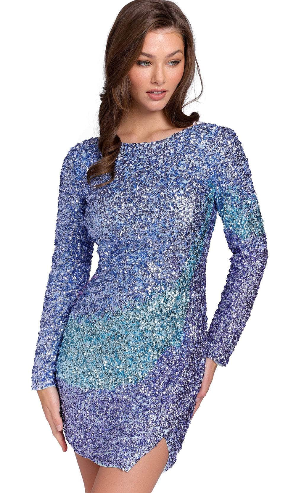 Primavera Couture 3819 - High-Neck Ombre Cocktail Dress - view 8