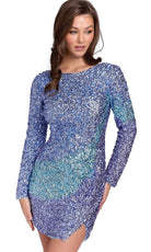 Primavera Couture 3819 - High-Neck Ombre Cocktail Dress - view 8